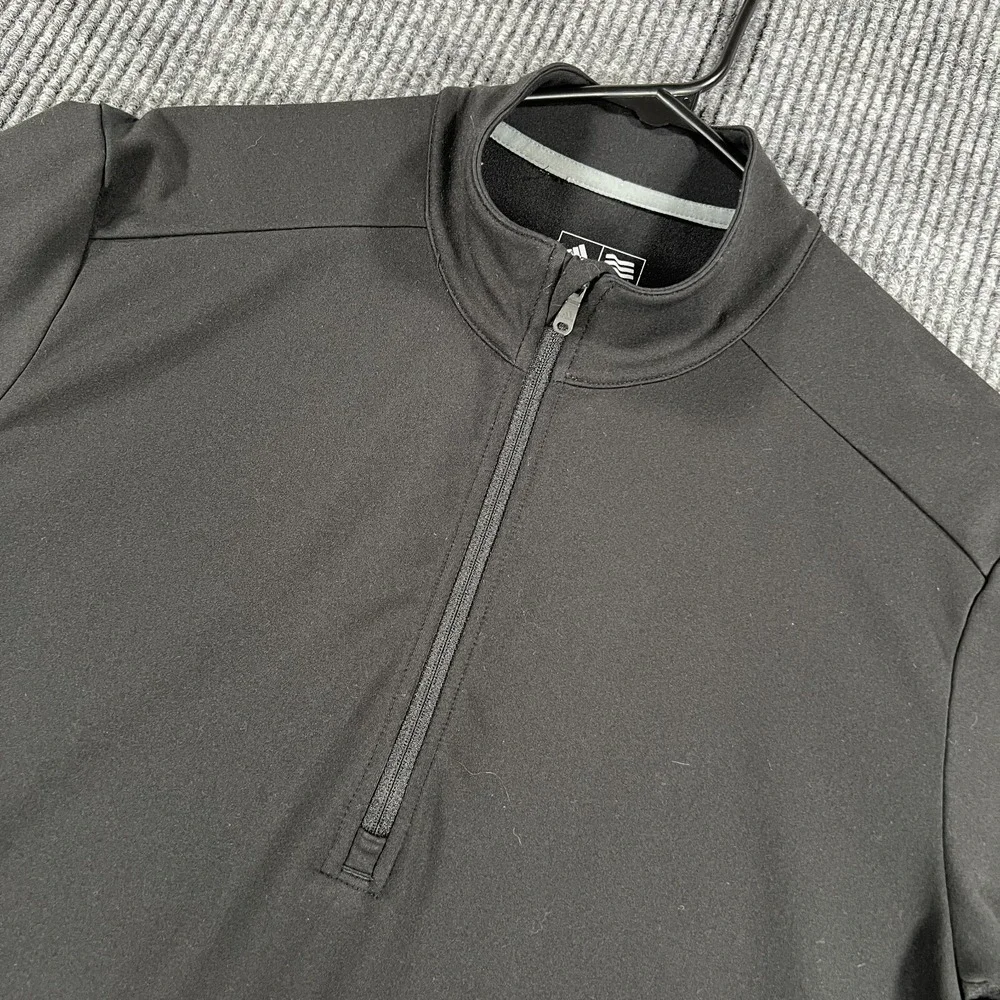 Adidas Pullover Mens Small Black Long Sleeve 1/4 Zip Mock Neck Golf Casual